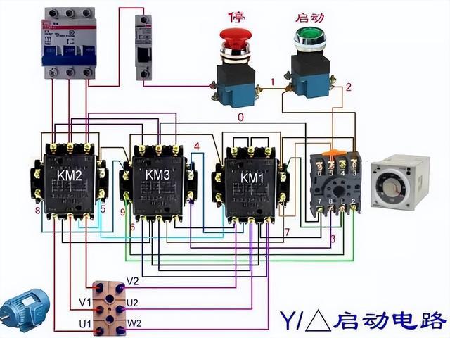 继电器控制三色灯电路图